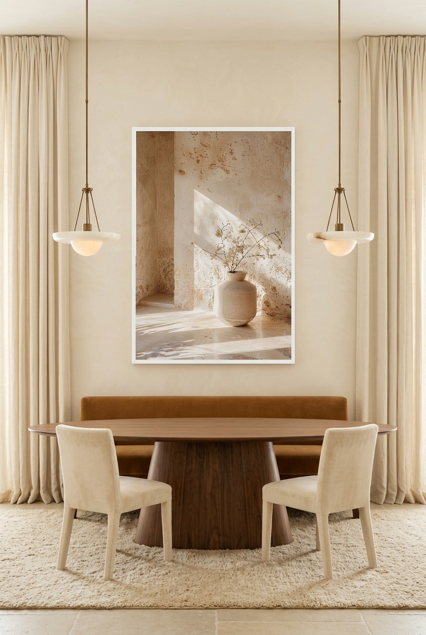 Le Vase dans la Niche — affiche en cadre blanc dans une salle à manger