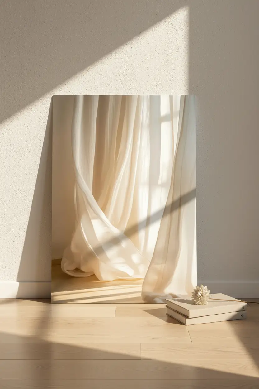 La Danse du Lin — Minimalist väggaffisch elfenben virvel ljus