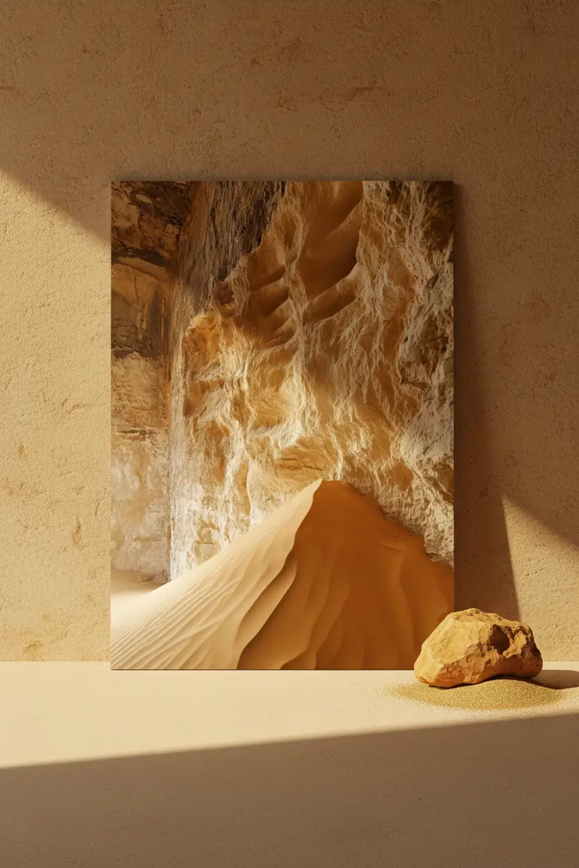 O Desfiladeiro de Ouro — Poster de parede minimalista ocre cânion duna mineral