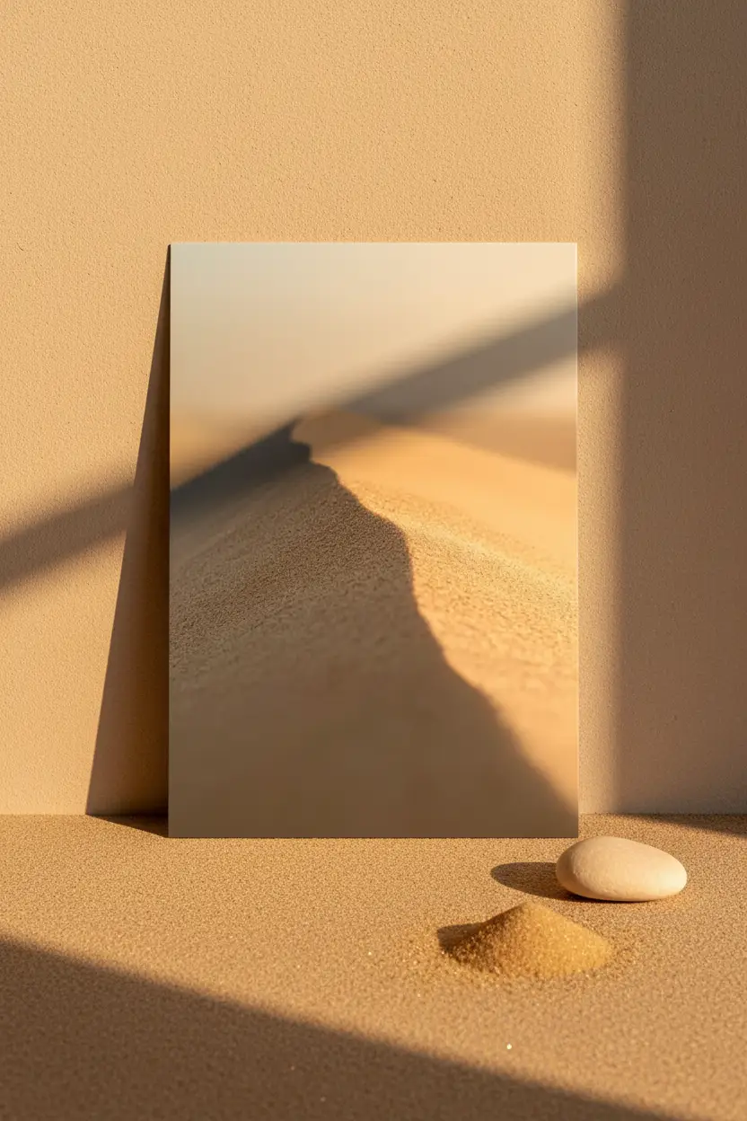 The Horizon Line — Minimalist golden desert mineral wall poster
