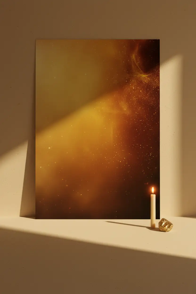 De Gouden Nevel — Minimalistische gouden kosmisch licht wandposter