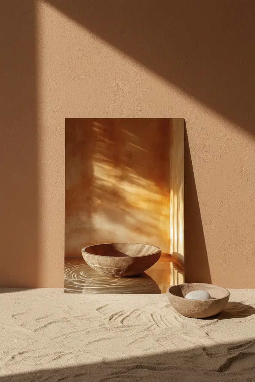 Bol d'Or — Minimalist terracotta bowl clay light wall art