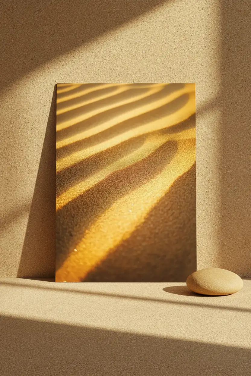 Golden Furrows — Minimalist golden ripples mineral wall poster