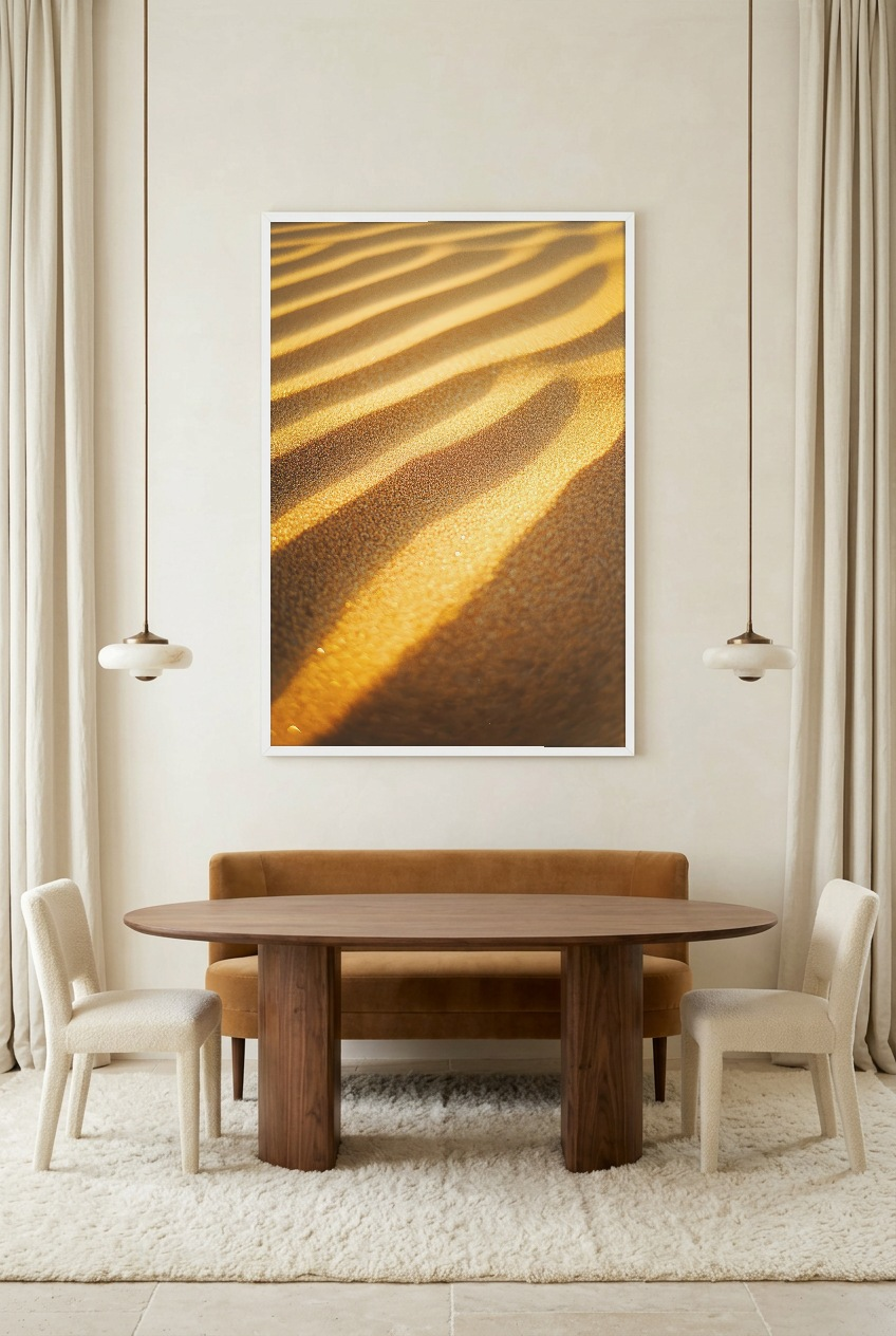 Les Sillons d’Or — poster in a white frame in a dining room