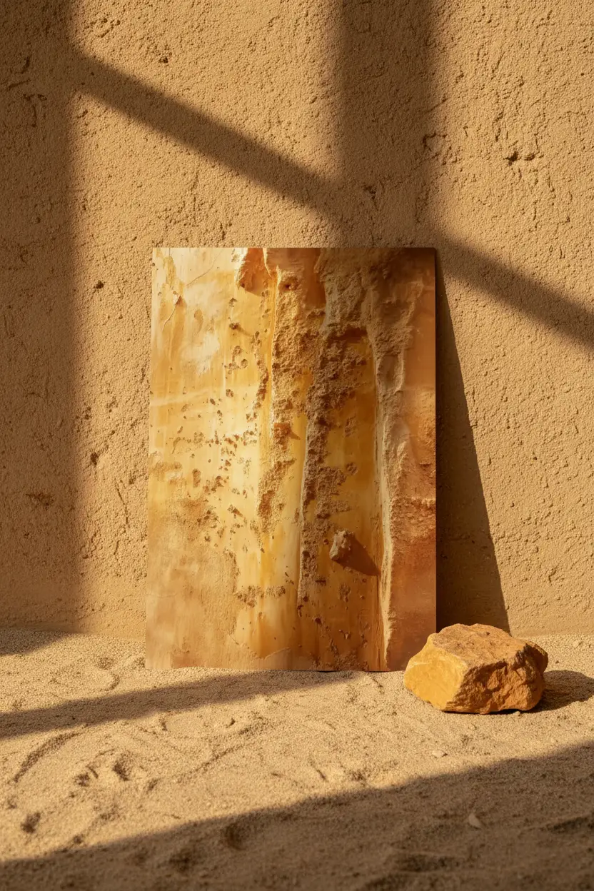 O Ocre Vivo — Poster de parede minimalista dourado arenito âmbar mineral