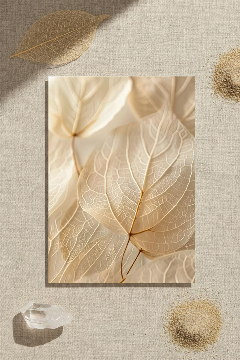 Skeleton Leaf — Minimalist Ivory Veins Wall Poster