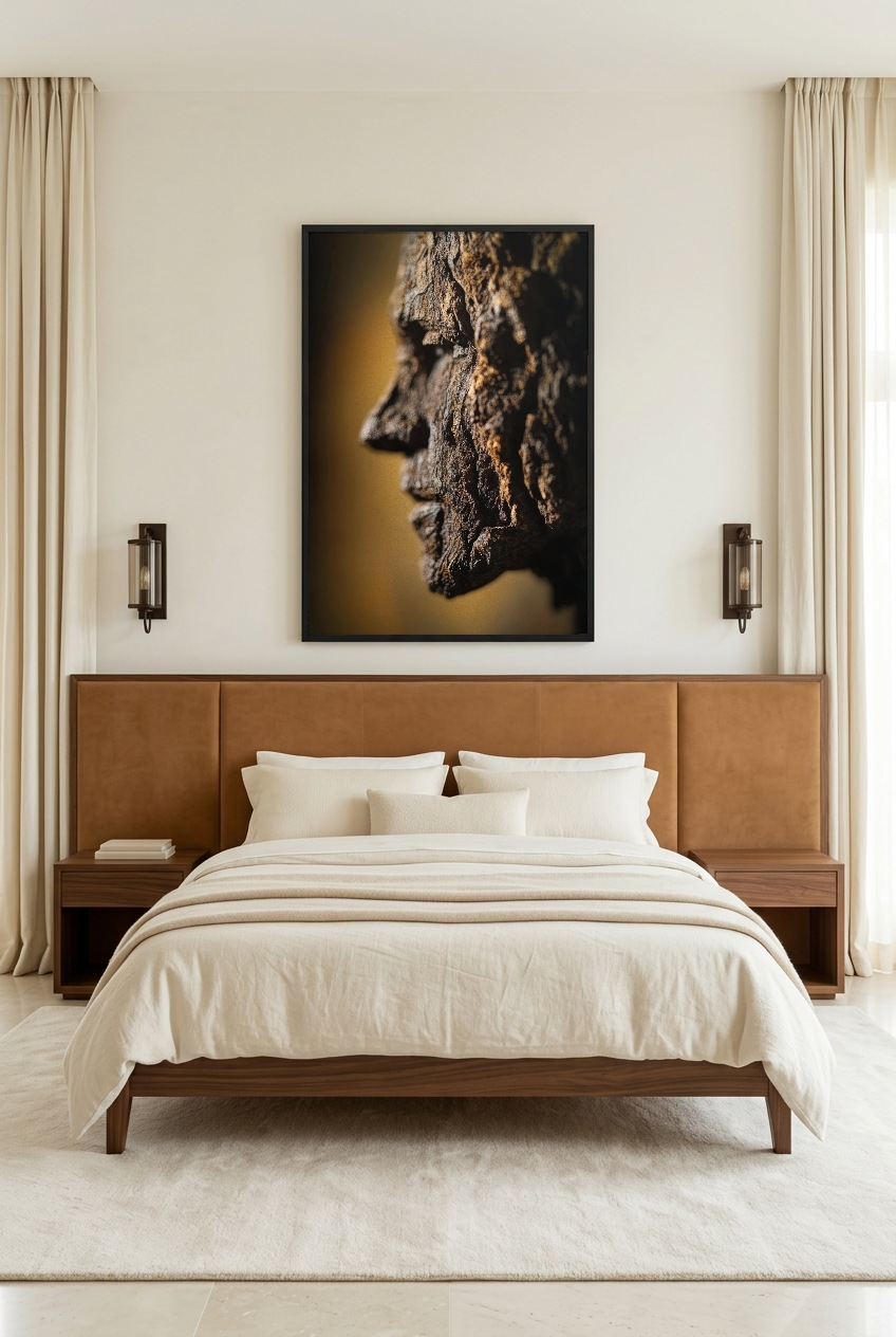 Le Profil de l'Écorce — poster com moldura preta num quarto