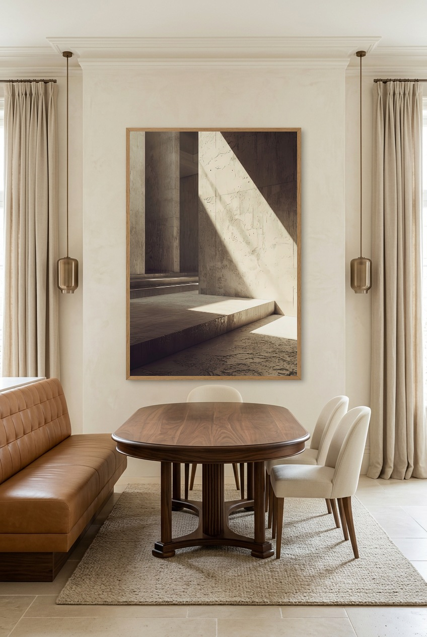 Le Temple de Sable — affisch i ekram i en matsal
