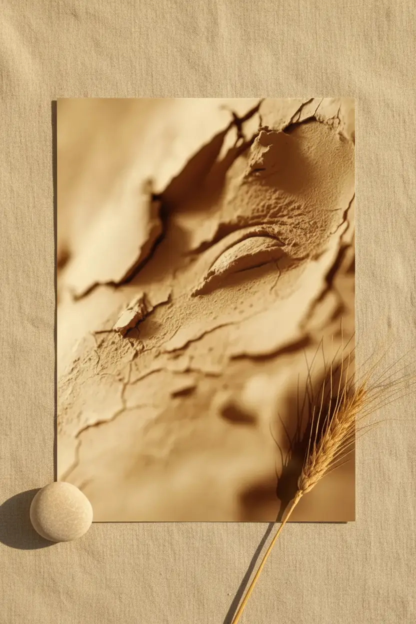 Het Zandoog — Minimalistische wandposter zand oog abstract