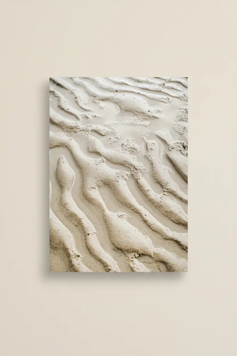 L'Écriture du Sable — Affiche murale minimaliste sable ondulations blanc ivoire — affiche murale minimaliste | Cassili-home