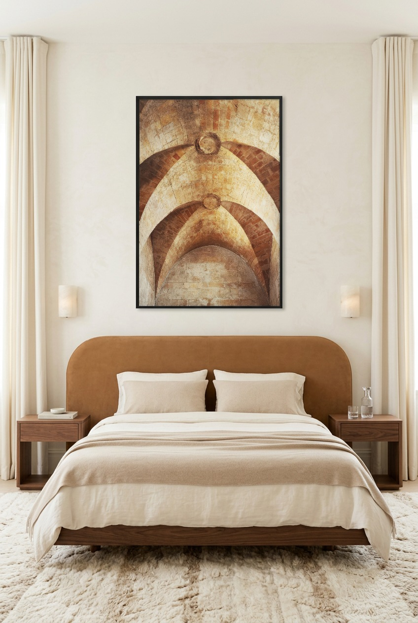 Les Arches Romanes — poster in a black frame in a bedroom