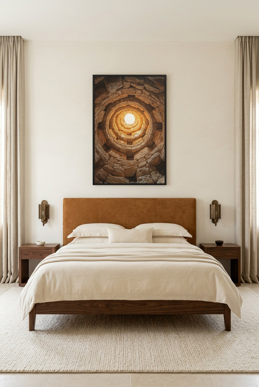 Le Puits Ancien — poster com moldura preta num quarto