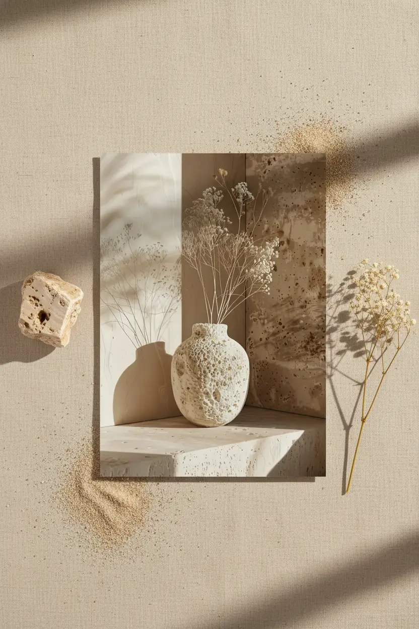 De Koraalvaas — Minimalistische muurposter ivoor koraal  
