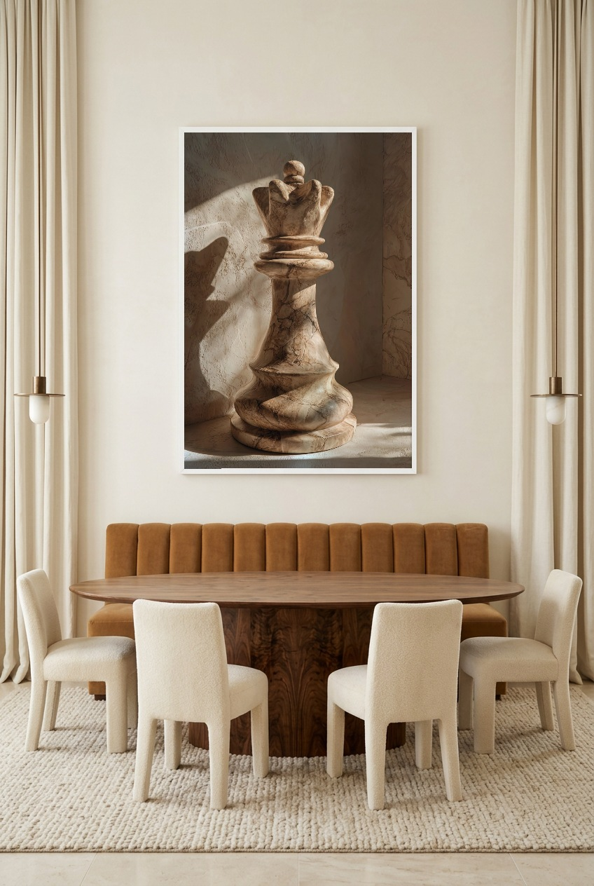 Le Roi de Marbre — poster con cornice bianca in una sala da pranzo