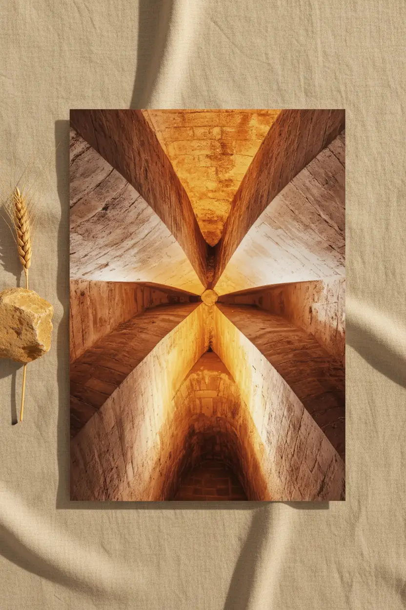 La Croisée — Poster murale minimalista marrone oro volta a crociera