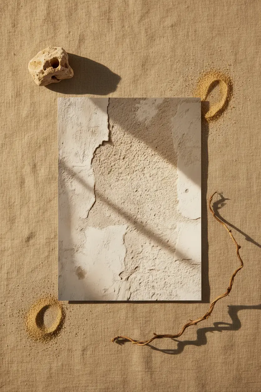 La Fissure — Affiche murale minimaliste beige et gris enduit craquele — affiche murale minimaliste | Cassili-home