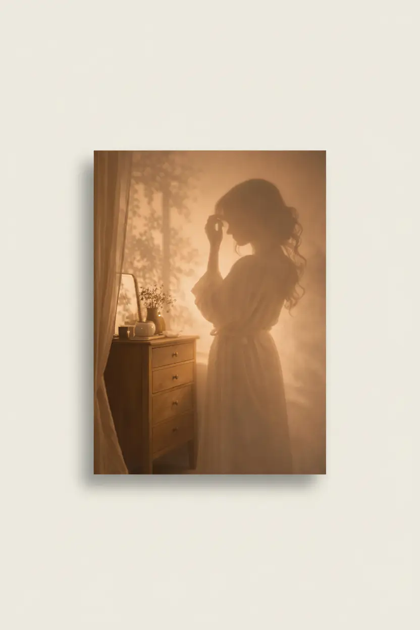 Das Abendritual – Goldene minimalistische Wandsilhouette