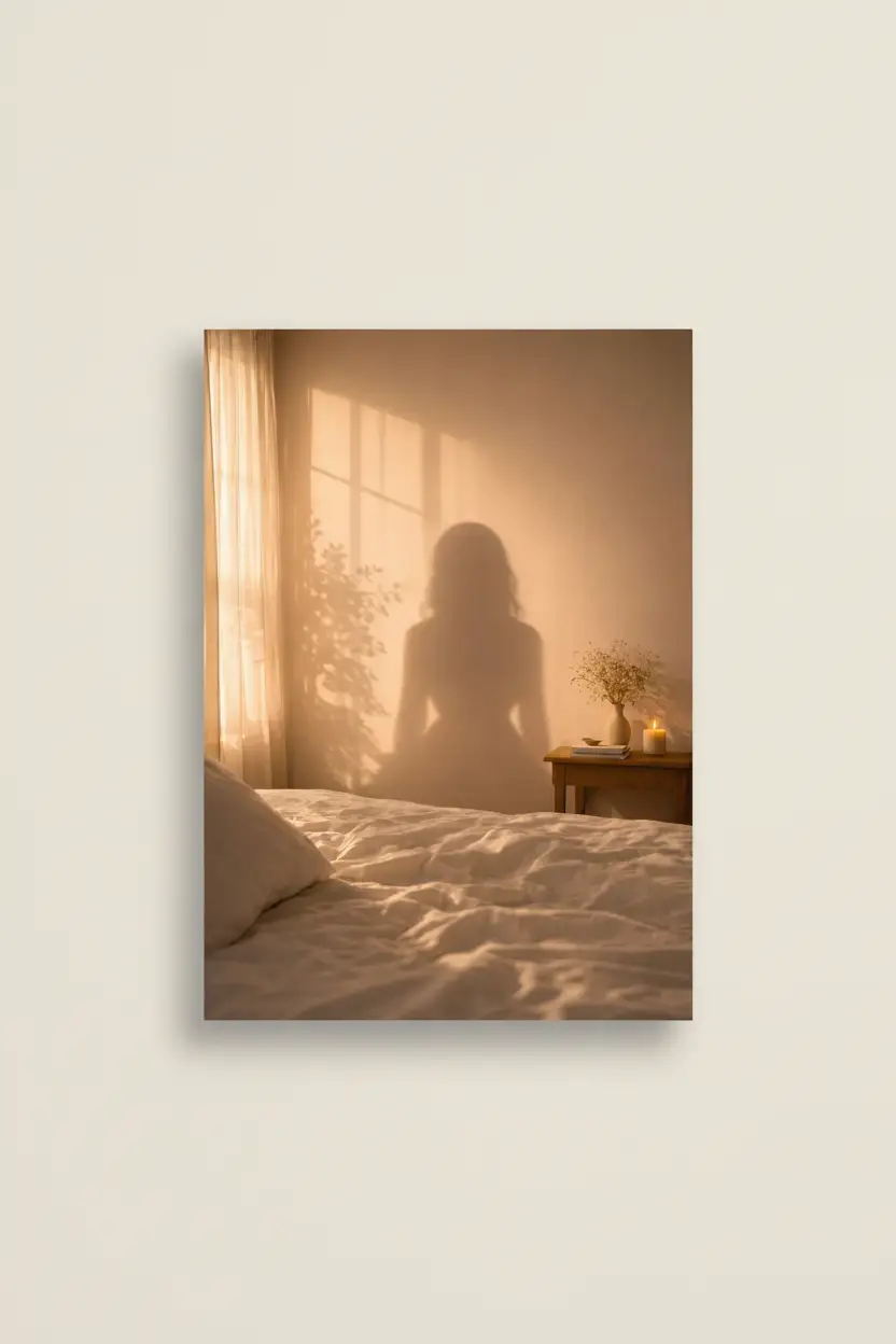 L'Ombre Dorée — Minimalist väggaffisch guld beige rum