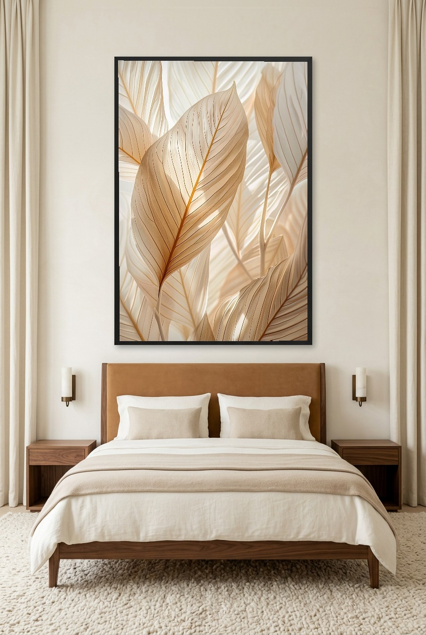 Le Velours Végétal — Poster im schwarzen Rahmen im Schlafzimmer