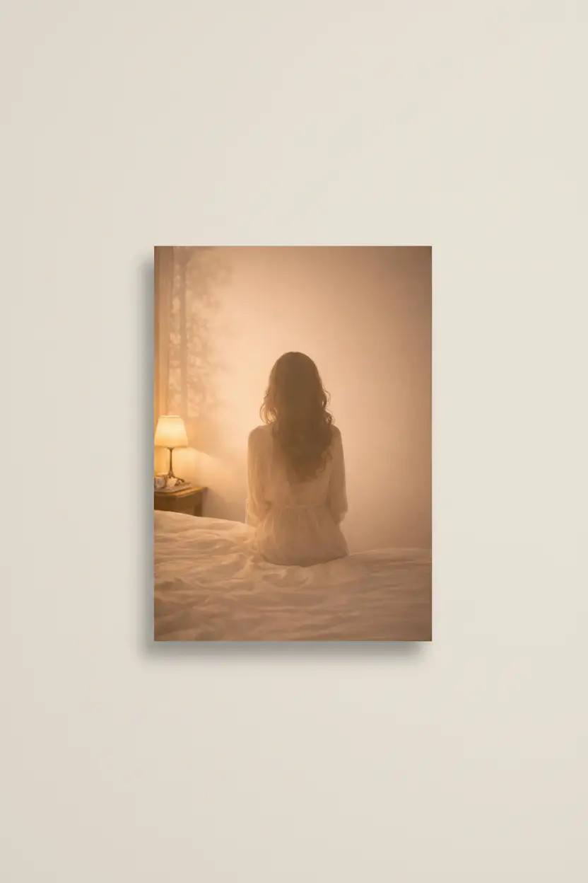L'Aube Silencieuse — Póster mural minimalista dorado silueta  