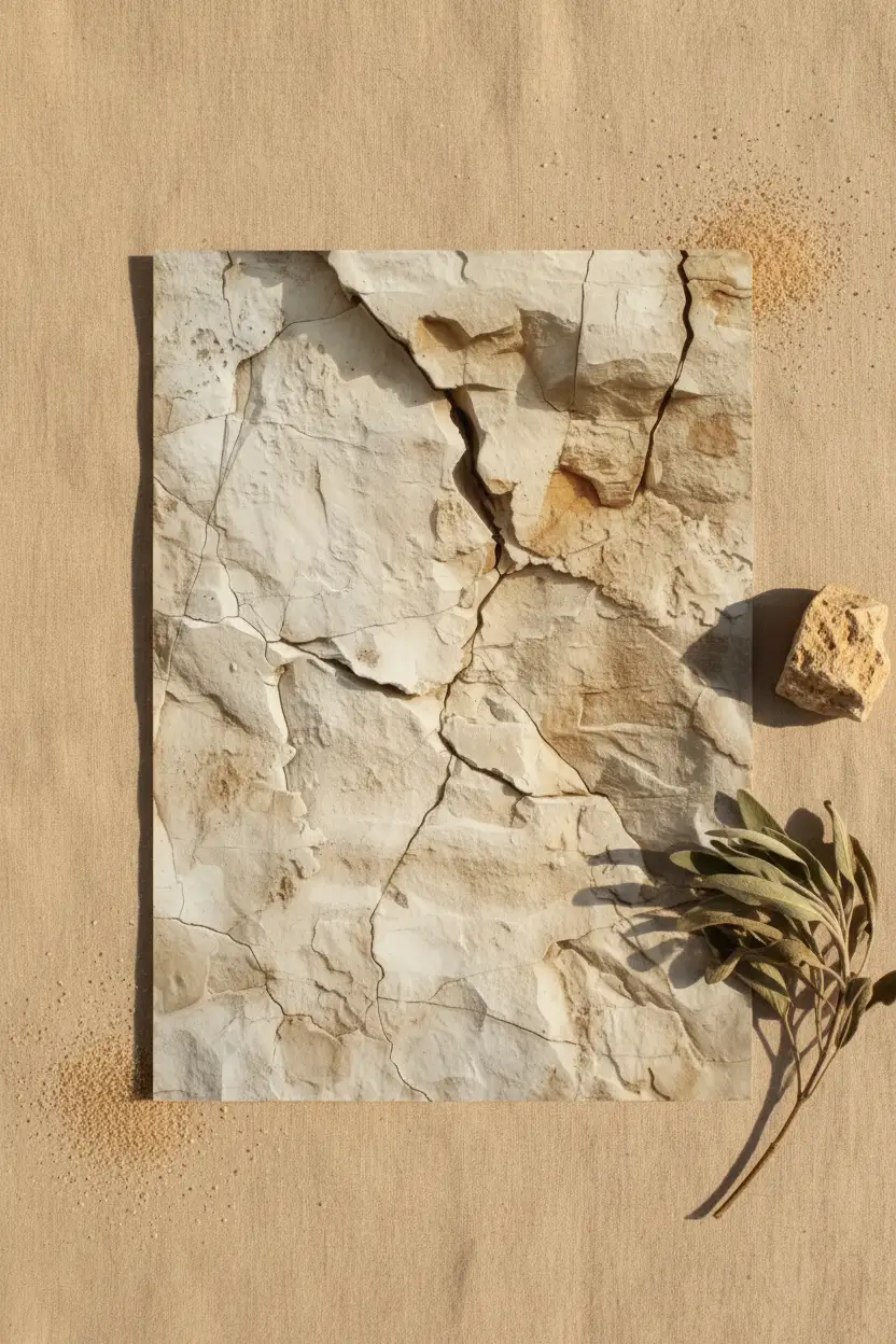 La Falaise — Affiche murale minimaliste sable ocre roche calcaire craquelée — affiche murale minimaliste | Cassili-home