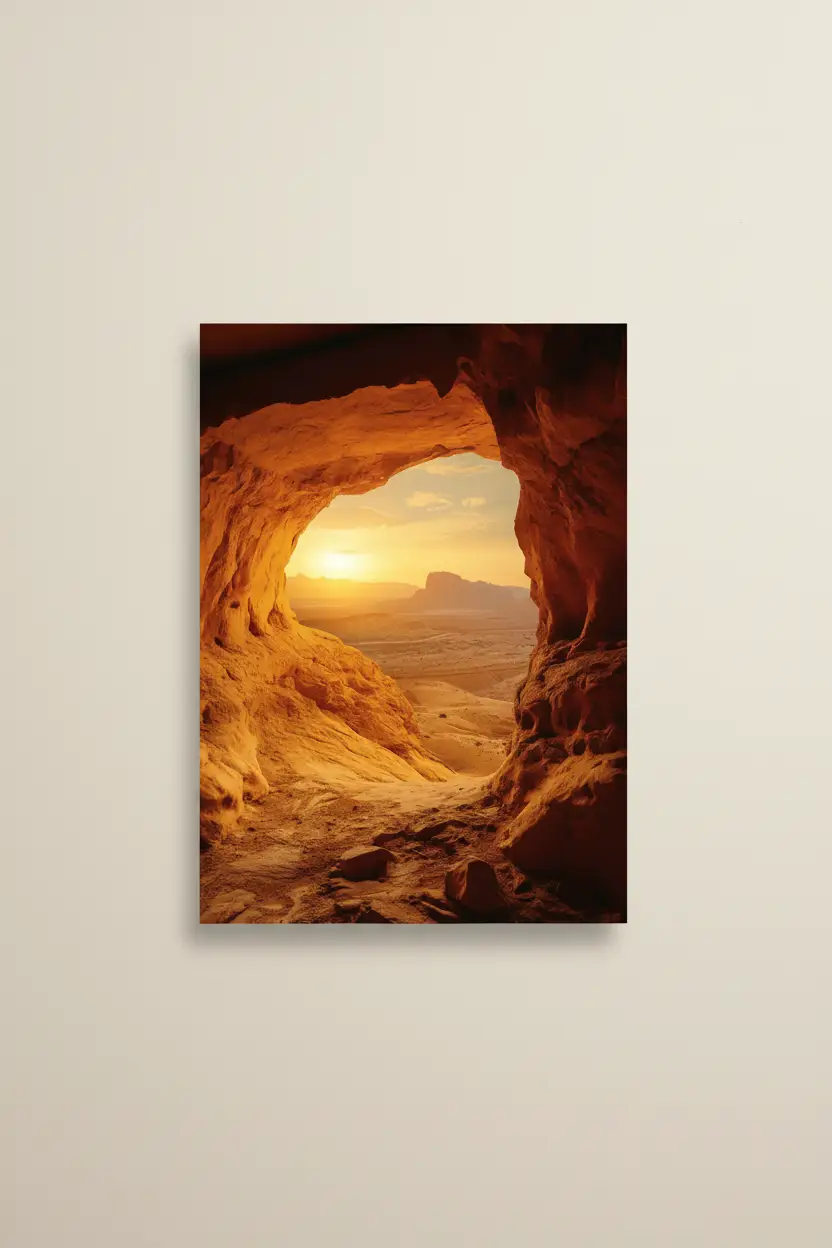 Horizon Fire — Minimalist Orange Sun Wall Poster