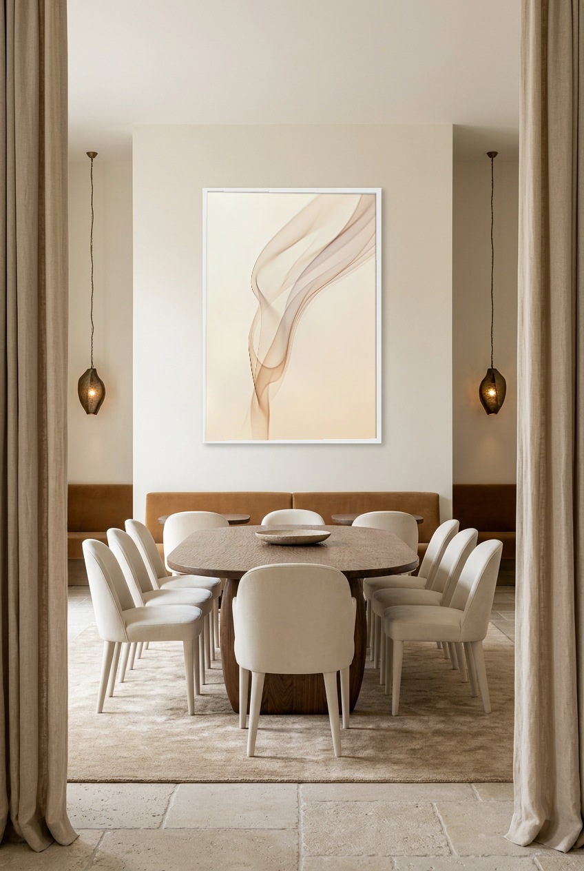 Les Volutes Ivoire — Poster im weißen Rahmen im Esszimmer