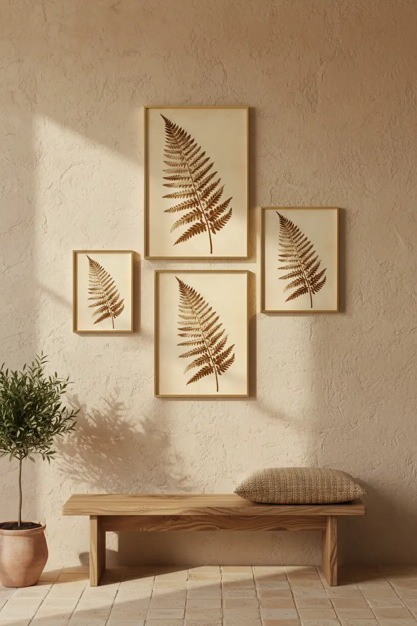 Fougère Dorée — Affiche murale minimaliste brun et beige botanique — affiche murale minimaliste | Cassili-home