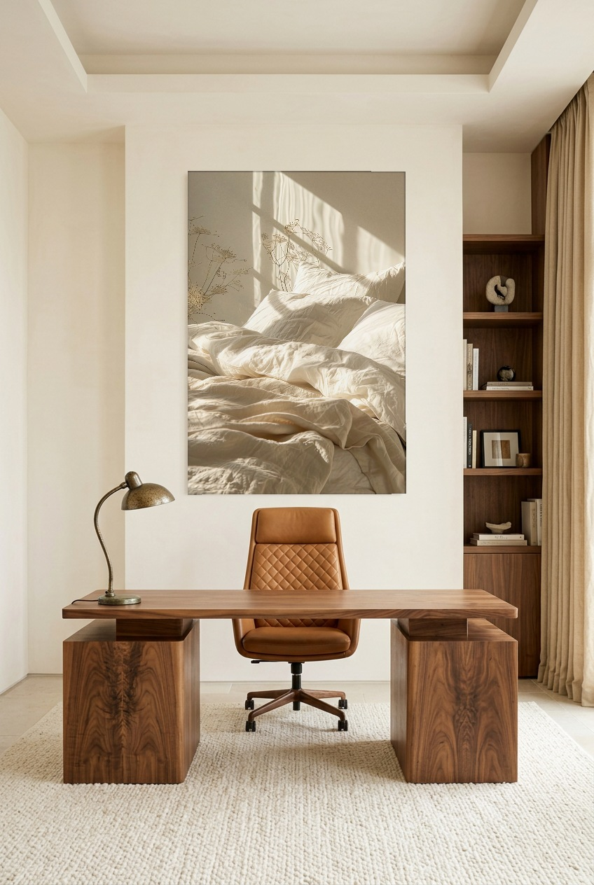 Le Lit du Matin — unframed poster in a home office