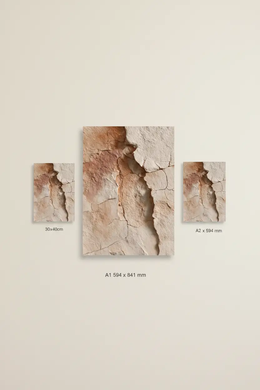 La Faille Rose — Affiche murale minimaliste minérale ivoire, affiche murale minimaliste avec cadre bois, décoration murale salon ou chambre, style méditerranéen