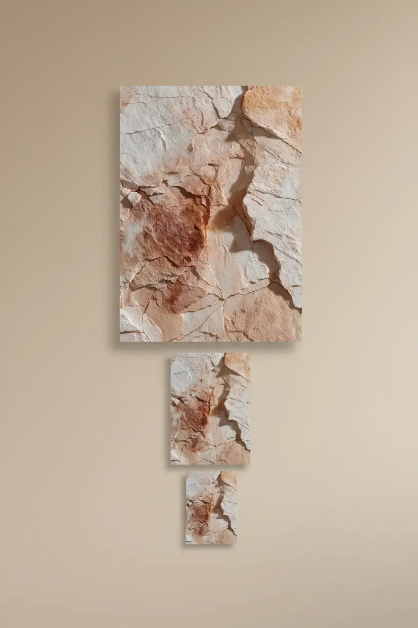 L'Éclat de Calcaire — Affiche murale minimaliste minérale sable, affiche murale minimaliste avec cadre bois, décoration murale salon ou chambre, style méditerranéen