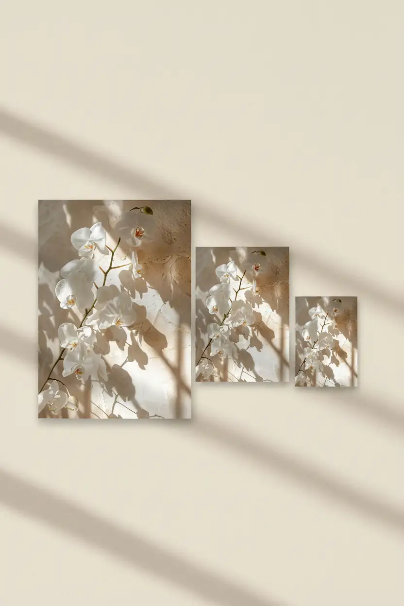 Der Orchideenzweig – Minimalistisches florales Poster in Elfenbein