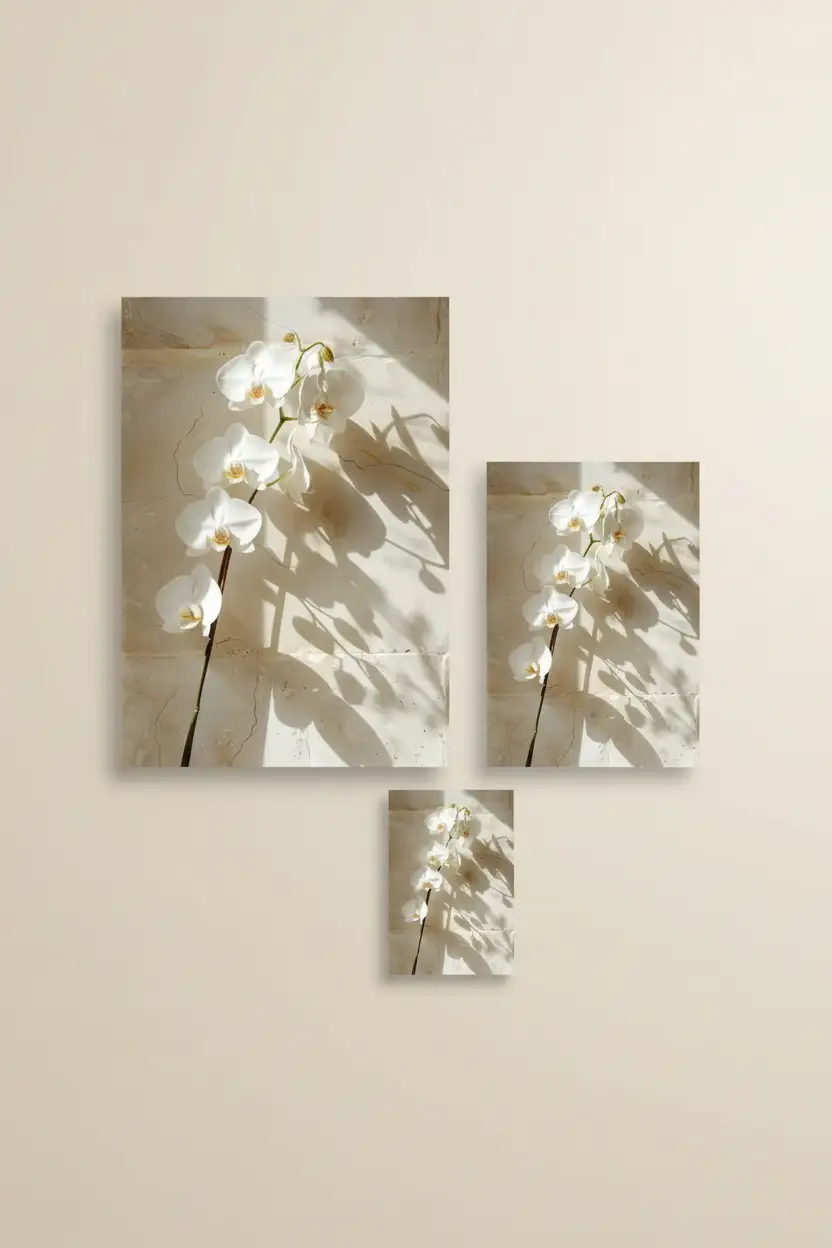 Die Steinorchidee – Minimalistisches florales Wandposter in Elfenbein