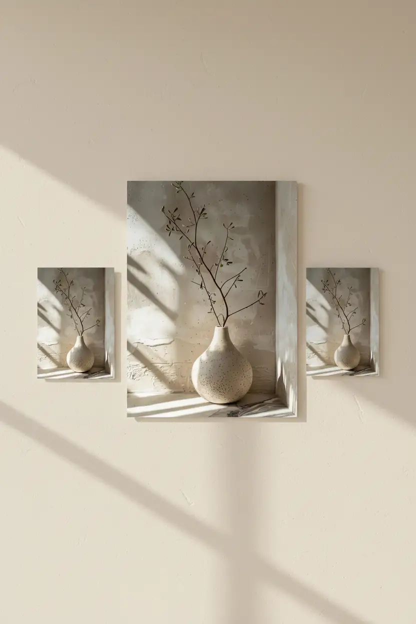 La Branche d'Olivier — Affiche murale minimaliste ivoire végétal, affiche murale minimaliste avec cadre bois, décoration murale salon ou chambre, style méditerranéen