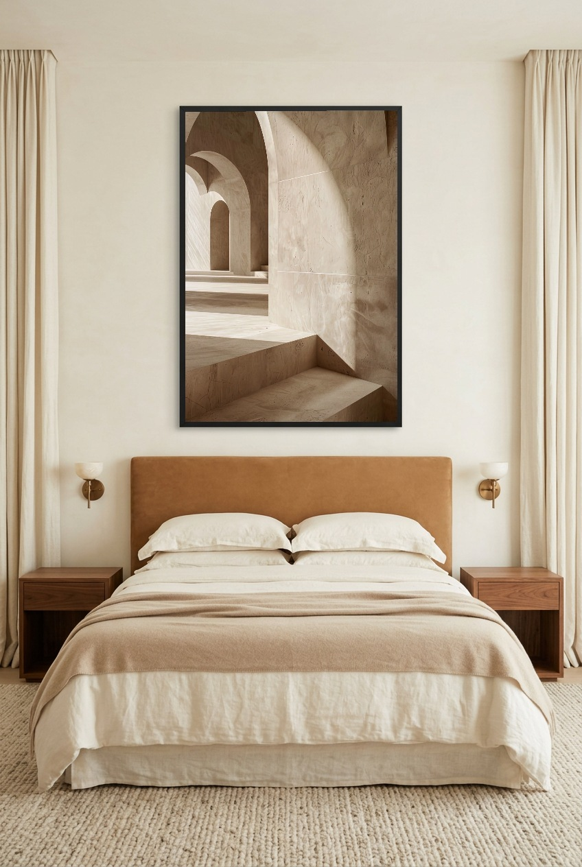 Le Passage Voûté — poster com moldura preta num quarto