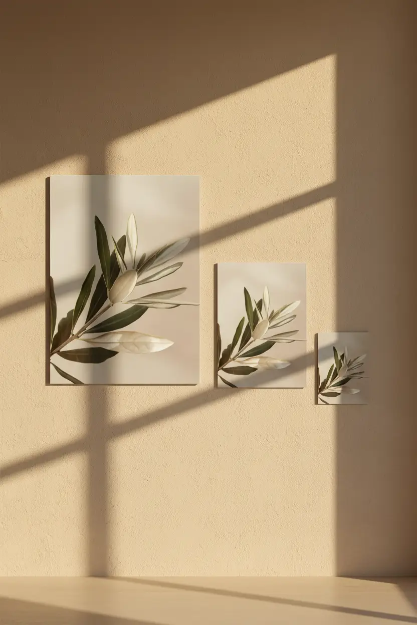 La Branche d’Olivier — Affiche murale minimaliste vert olive beige sable botanique méditerranéen — affiche murale minimaliste | Cassili-home