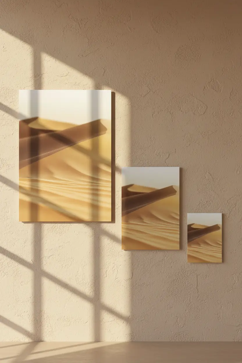 La Crête d’Or – Minimalistisches Wandbild aus sandgoldenen Wüstendünen