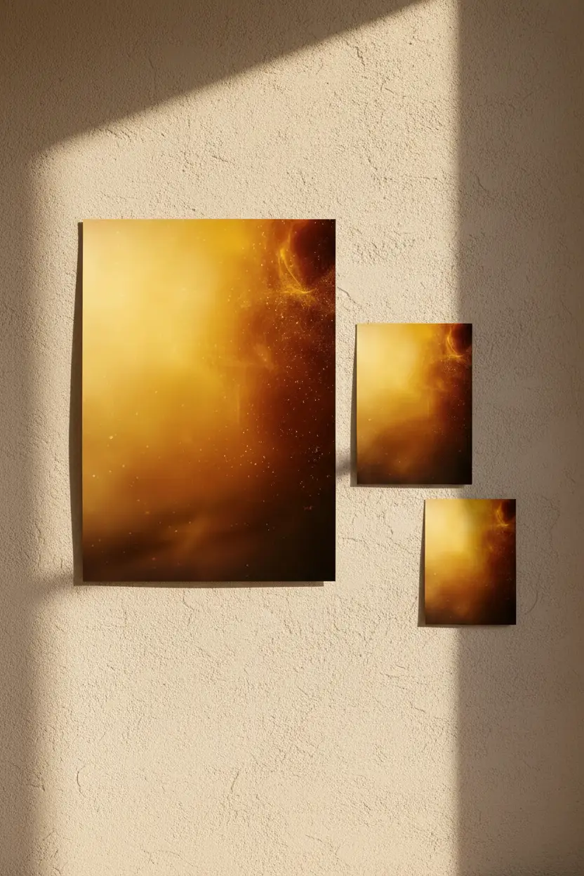 De Gouden Nevel — Minimalistische gouden kosmisch licht wandposter