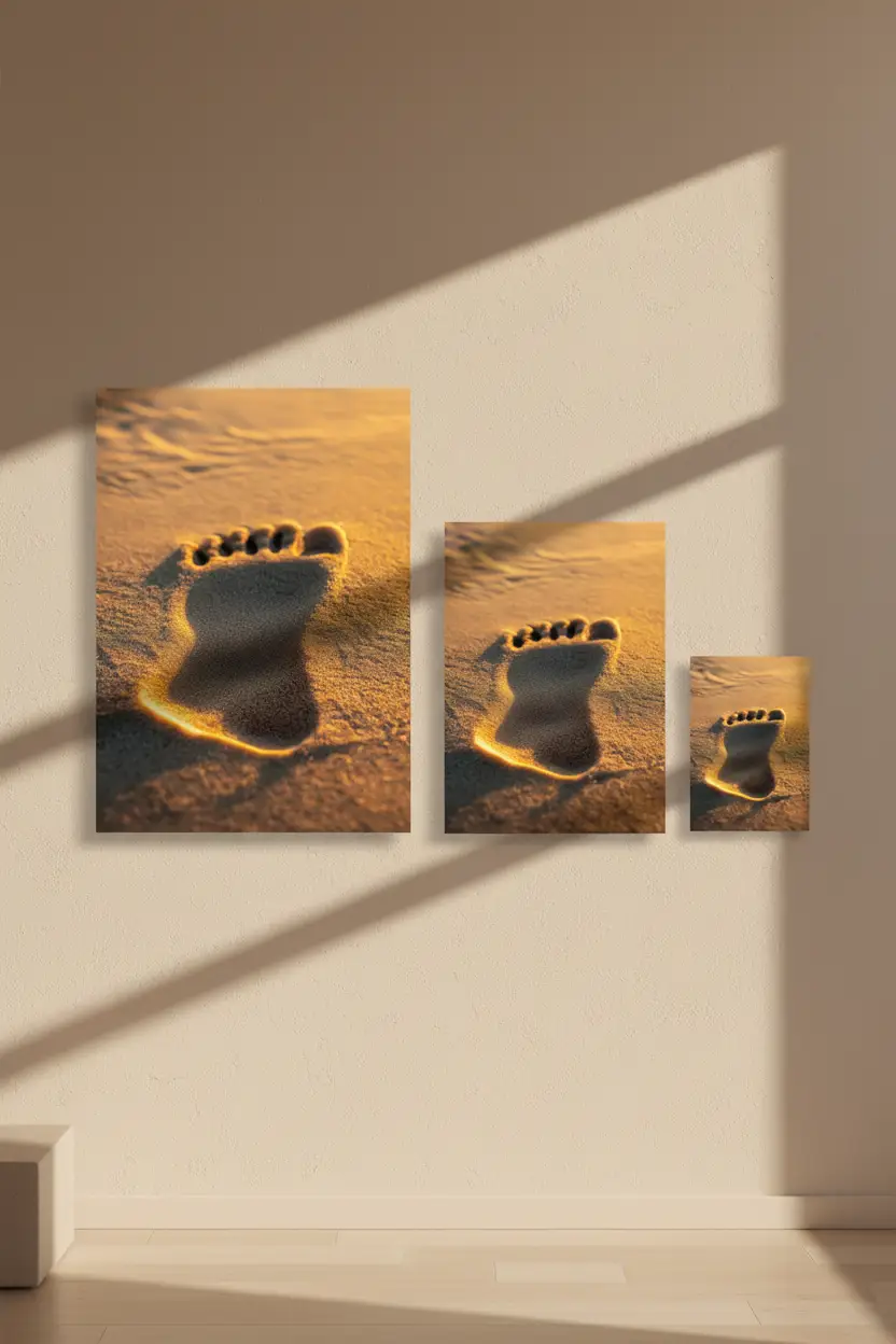 The Track — Minimalist sandy gold mineral imprint wall poster