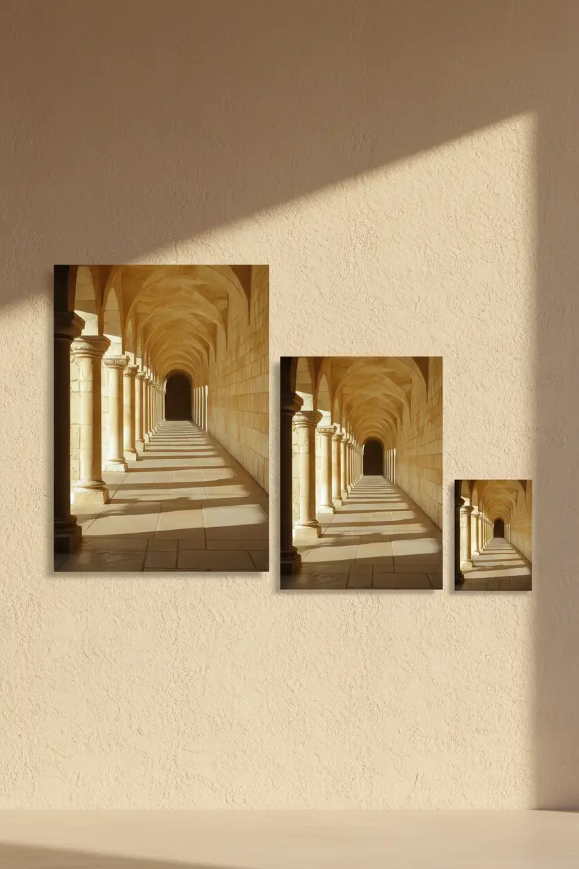 The Roman Arcade — Golden minimalist wall poster arches columns