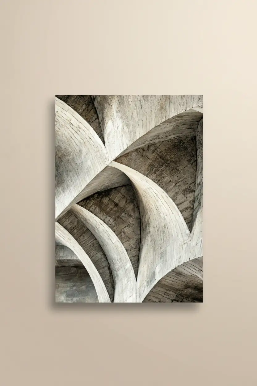 La Spirale de Béton — Affiche murale minimaliste gris taupe texture minérale — affiche murale minimaliste | Cassili-home
