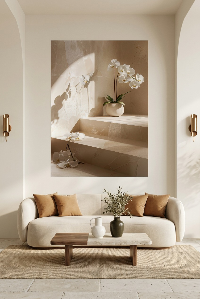 L’Escalier aux Orchidées — poster zonder lijst in een woonkamer