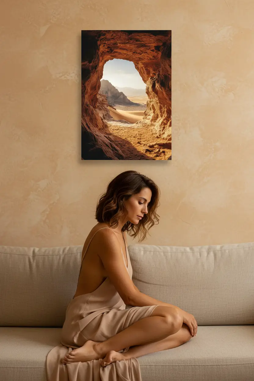 L'Œil du Désert — Affiche murale minimaliste roche terracotta sable — affiche murale minimaliste | Cassili-home