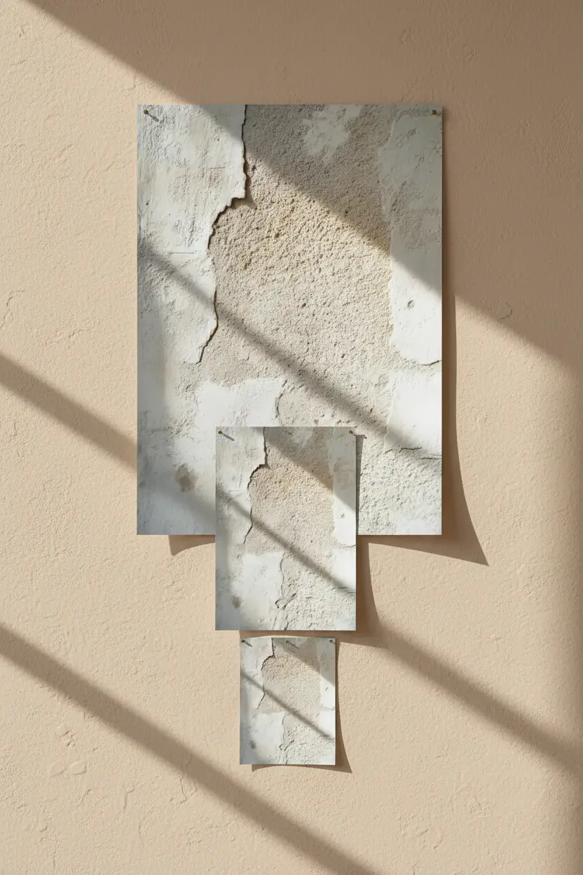 La Fissure — Affiche murale minimaliste beige et gris enduit craquele — affiche murale minimaliste | Cassili-home