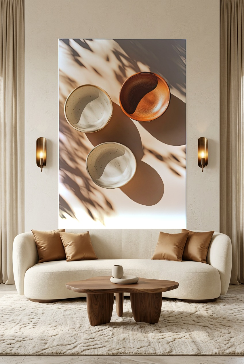 Les Trois Bols — unframed poster in a living room
