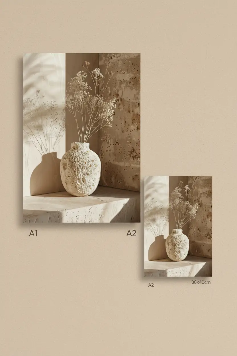 De Koraalvaas — Minimalistische muurposter ivoor koraal  