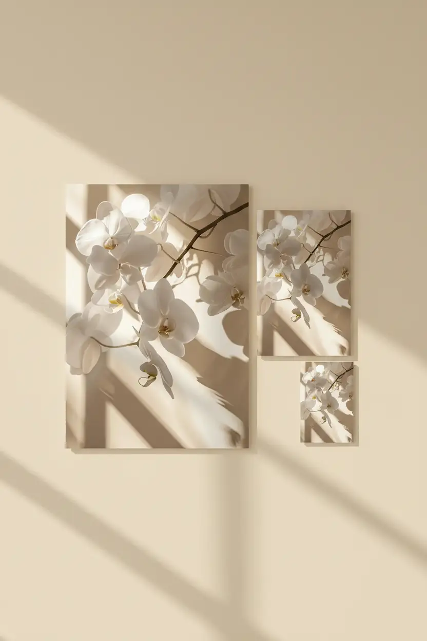 The Light Orchid — Ivory minimalist orchid wall poster