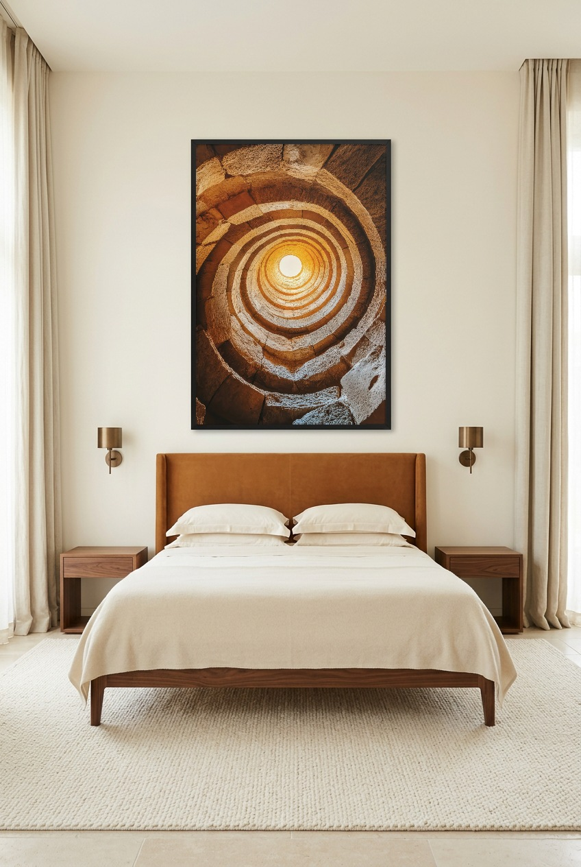 L’Oracle — poster com moldura preta num quarto