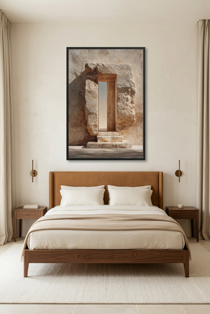 Le Passage Taillé — Poster im schwarzen Rahmen im Schlafzimmer