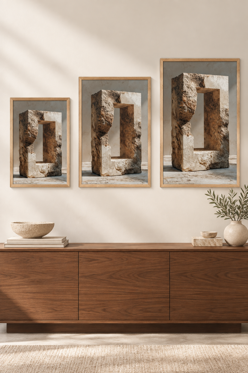 The Stone Aperture in three sizes on one wall